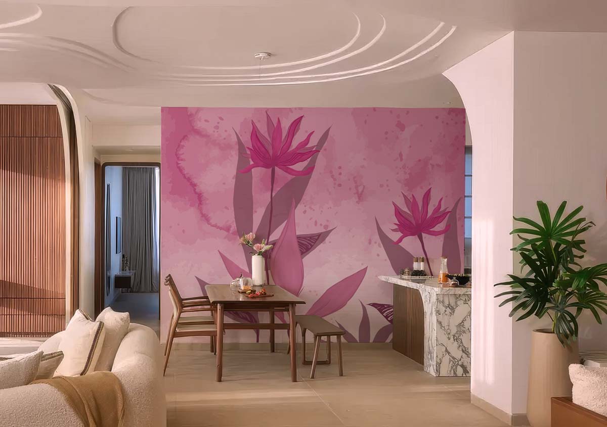 Pink Mirage, Contemporary Floral Elegance Mural