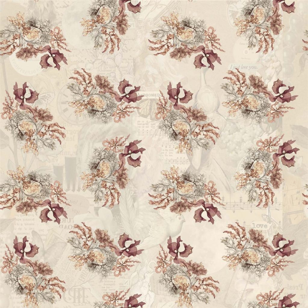 Poetry, Classic Floral Bouquet Pattern Wallpaper