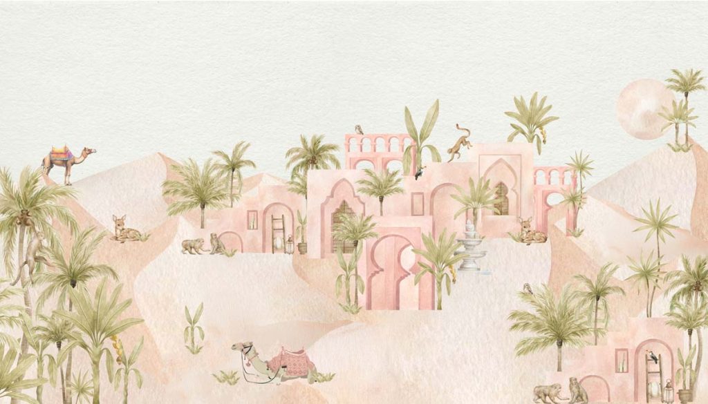 Sahara Whispers, Blush Palace Vista Wallpaper Mural