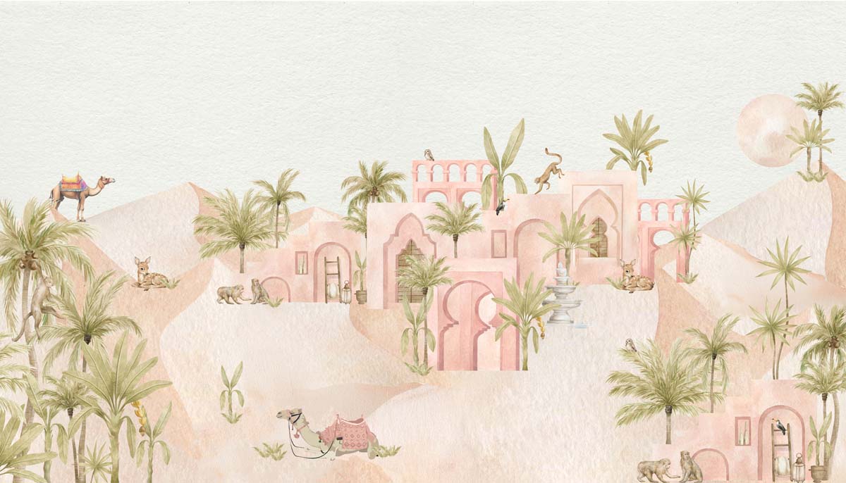 Sahara Whispers, Blush Palace Vista Wallpaper Mural