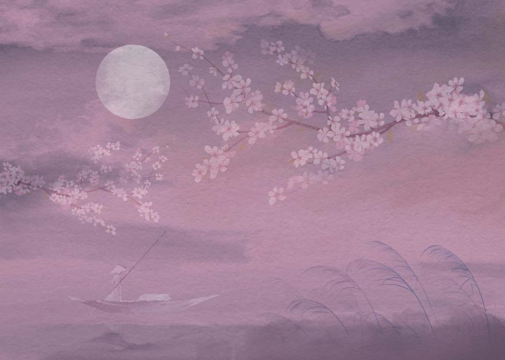 Sakura Drift, Wabi Sabi Water Whisper Mural