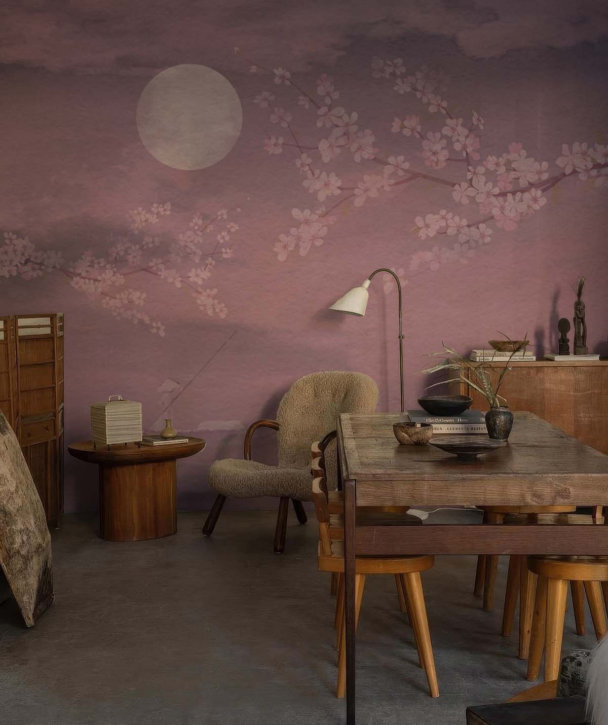 Sakura Drift, Wabi Sabi Water Whisper Mural
