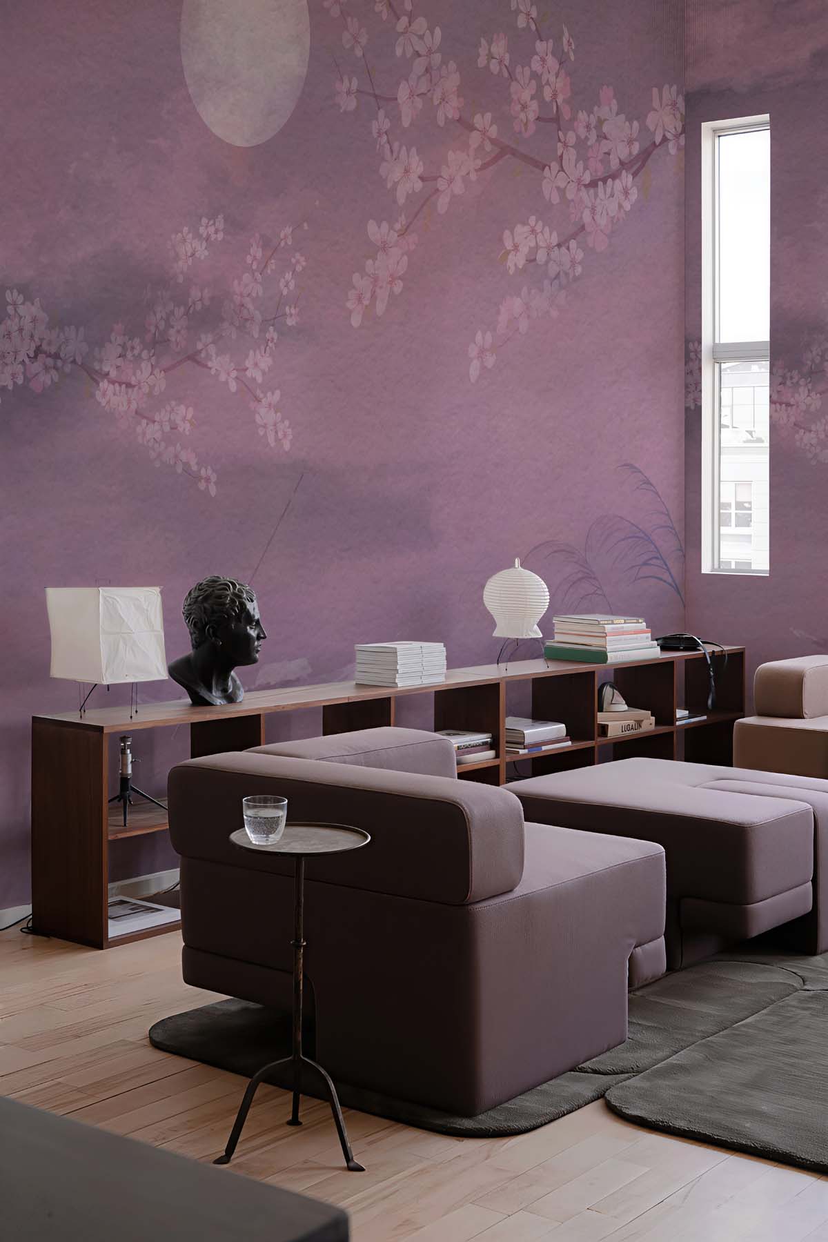 Sakura Drift, Wabi Sabi Water Whisper Mural