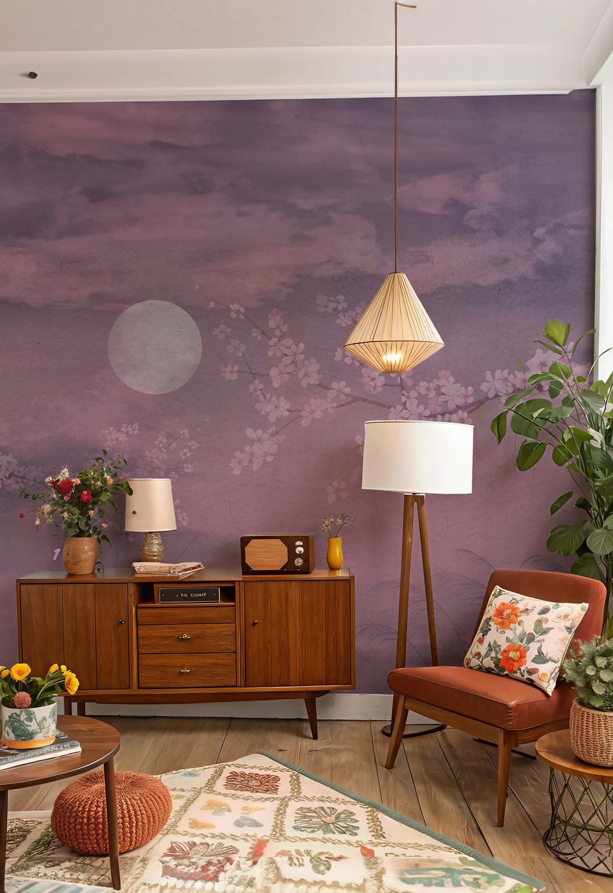 Sakura Drift, Wabi Sabi Water Whisper Mural