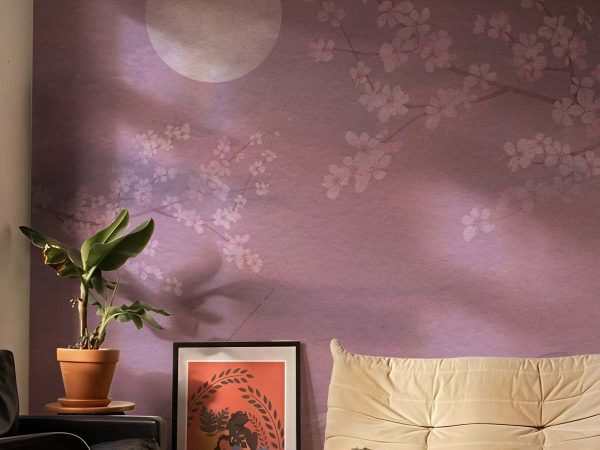 Sakura Drift, Wabi Sabi Water Whisper Mural