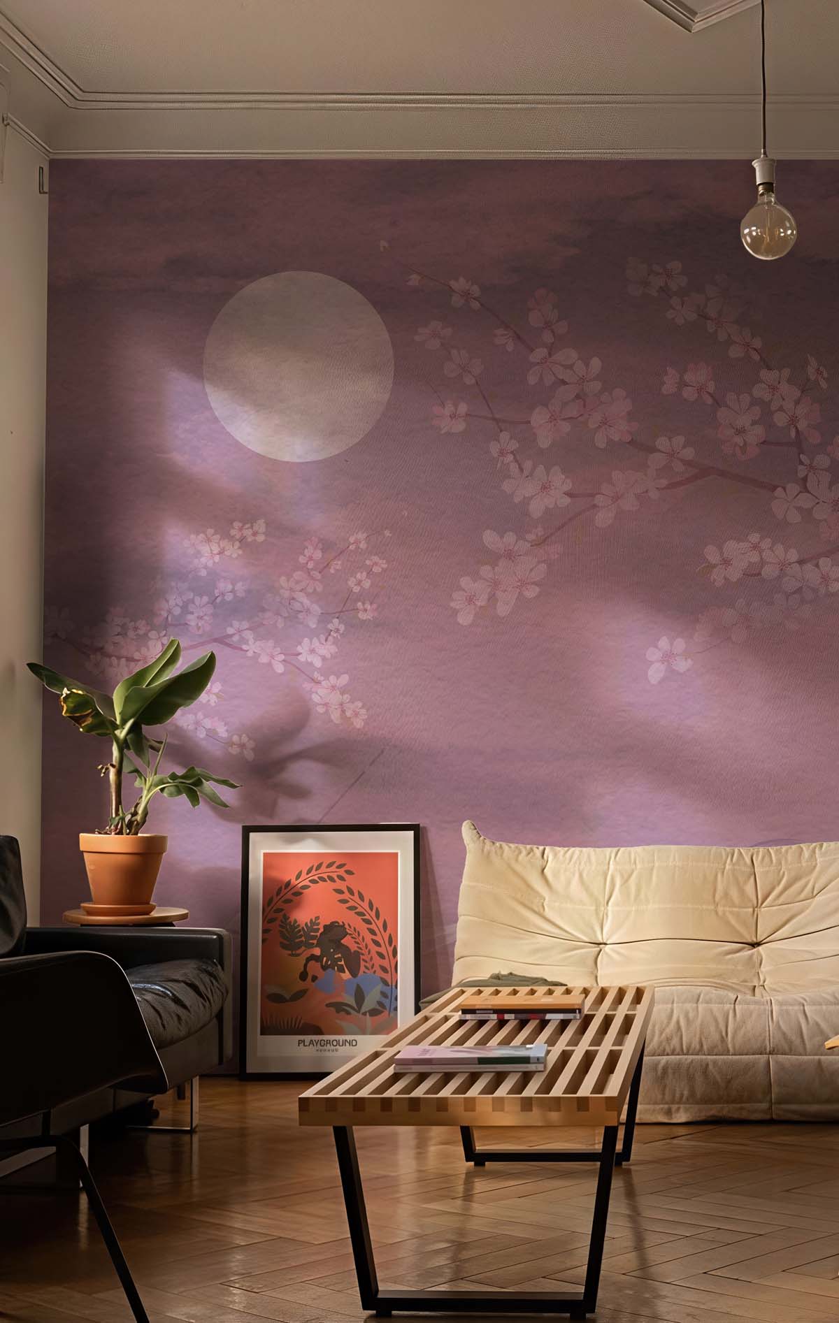 Sakura Drift, Wabi Sabi Water Whisper Mural