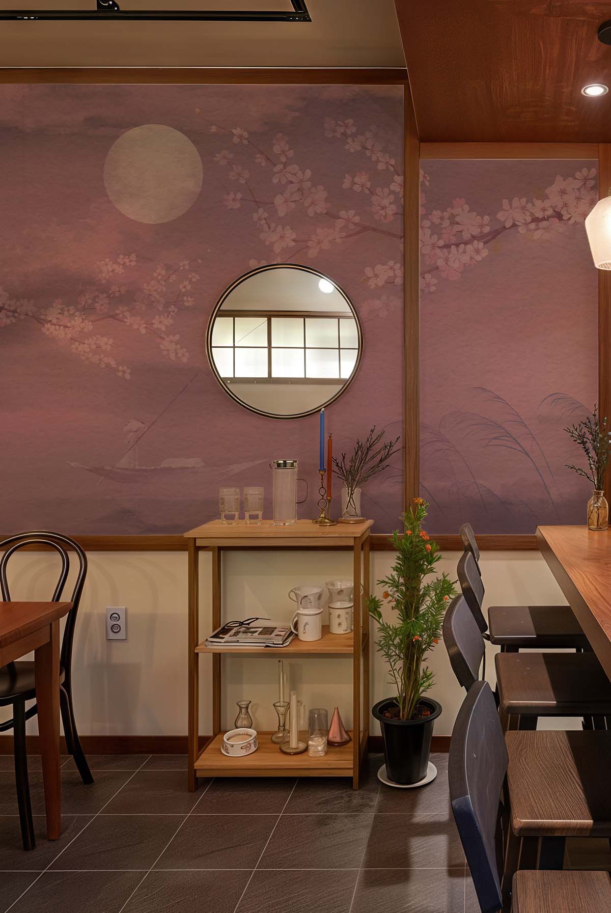 Sakura Drift, Wabi Sabi Water Whisper Mural