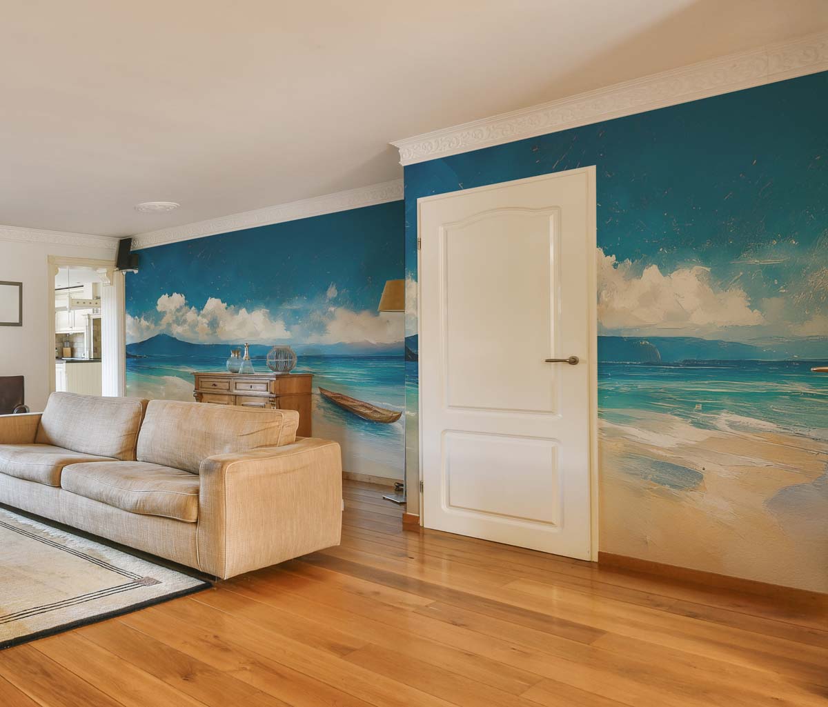 Seabrush, Painted Waves Sandy Textures Wallpaper Mural