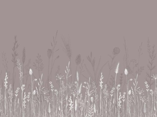 Sepia Bloom, Stillness in the Wild Grasses Wallpaper Mural