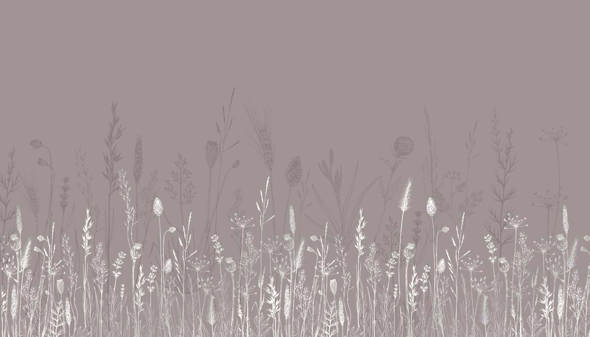 Sepia Bloom, Stillness in the Wild Grasses Wallpaper Mural
