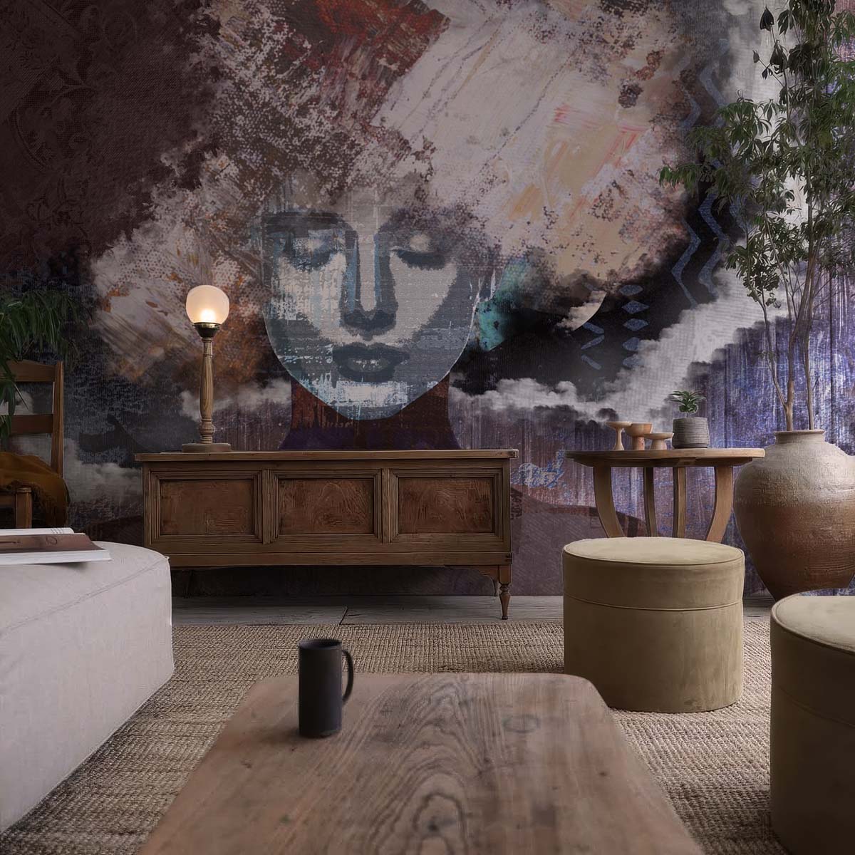 Serapha, Dusky Veil Abstract Muse Mural