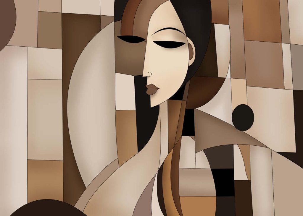 Seraphine, Modern Geometric Face Art Wallpaper Mural