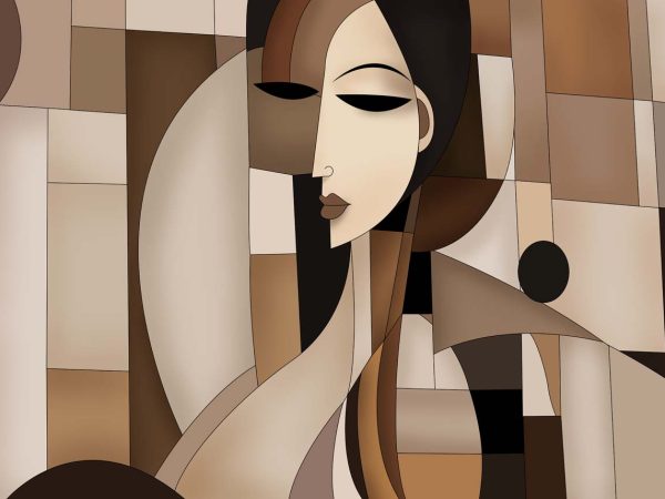 Seraphine, Modern Geometric Face Art Wallpaper Mural