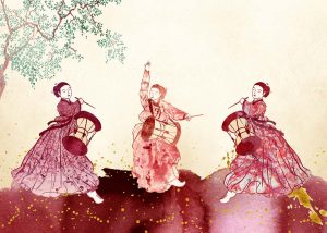 Serenity, Elegant Korean Dance Art Wallpaper Mural