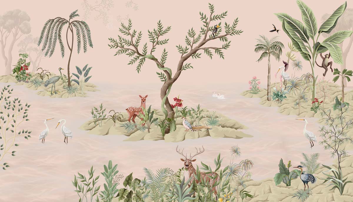 Serenya, Blush of the Forest Heart Wallpaper Mural