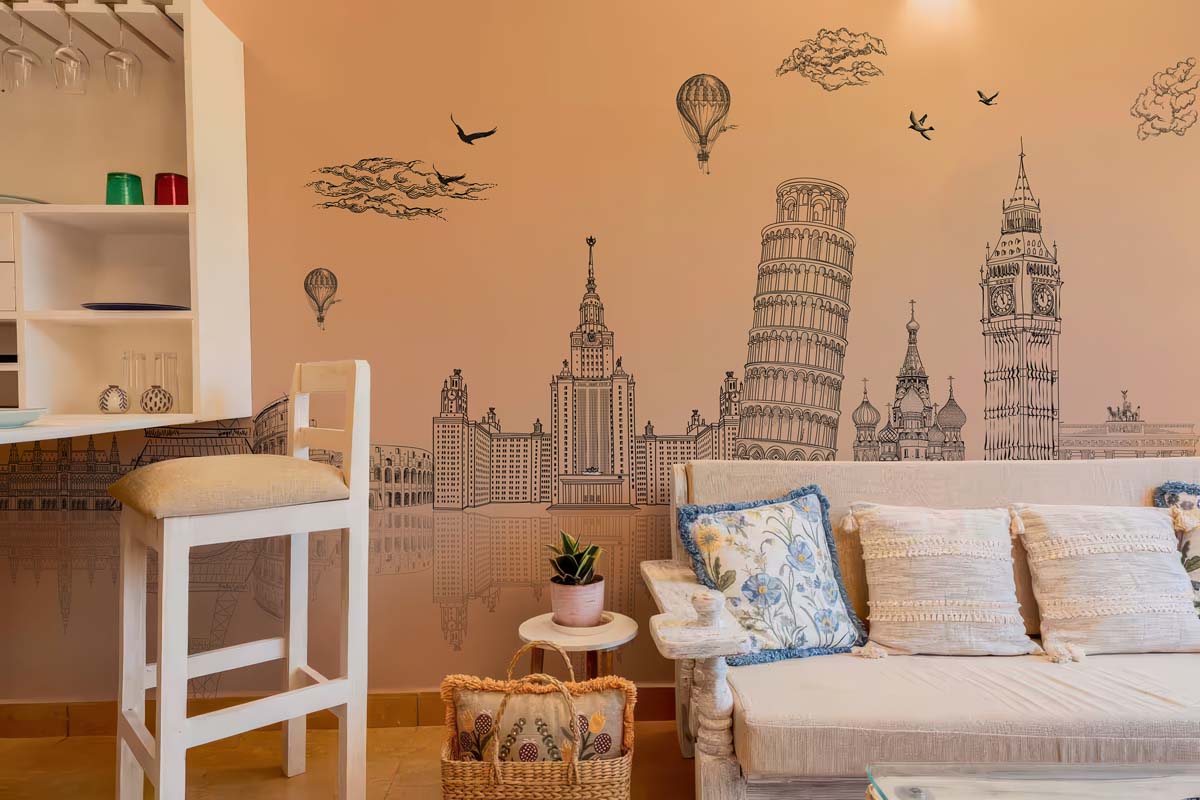 Aurelia, Warm Beige Global Landmarks Wallpaper Mural
