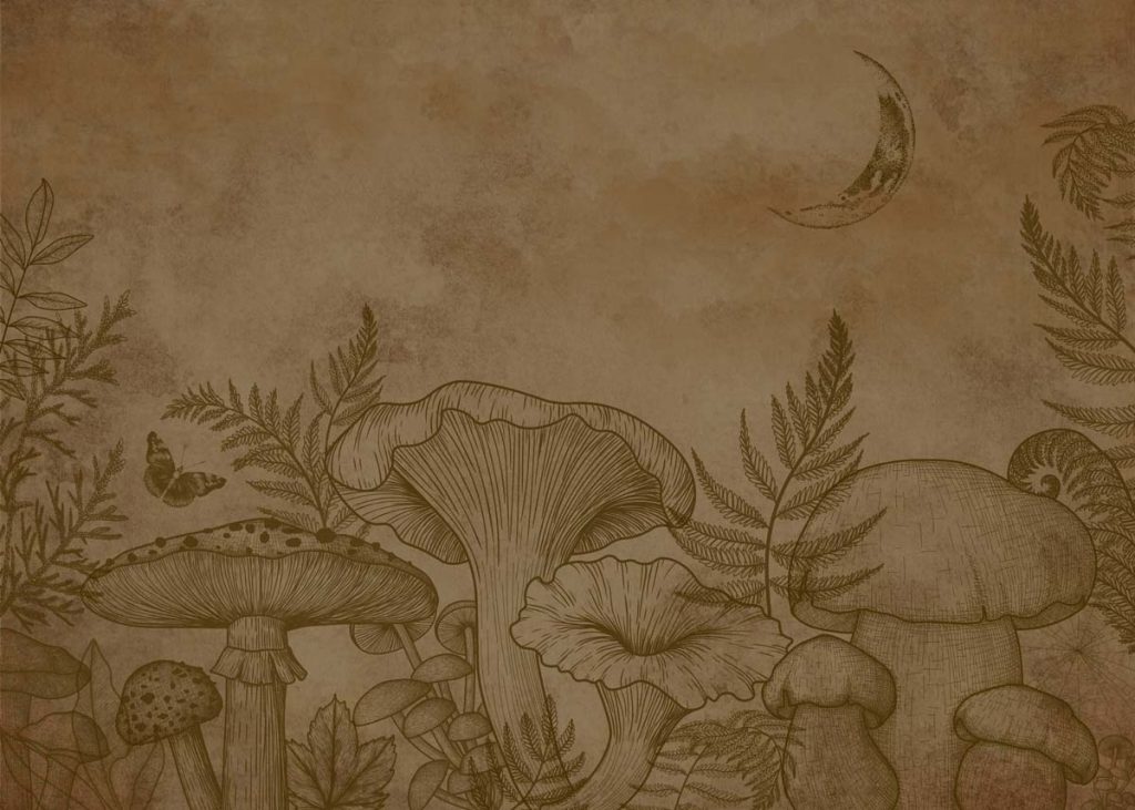 Slken Serenity, Vintage Nature Sketch Wallpaper Mural
