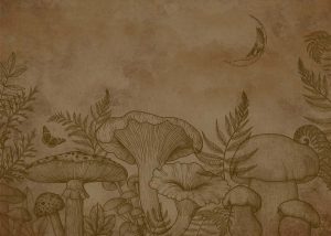 Slken Serenity, Vintage Nature Sketch Wallpaper Mural