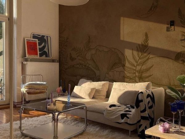 Slken Serenity, Vintage Nature Sketch Wallpaper Mural