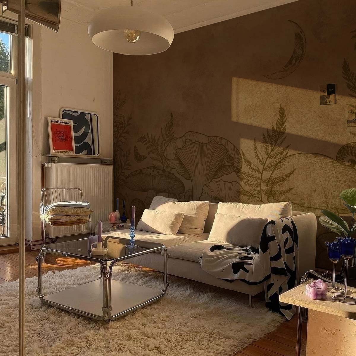 Slken Serenity, Vintage Nature Sketch Wallpaper Mural