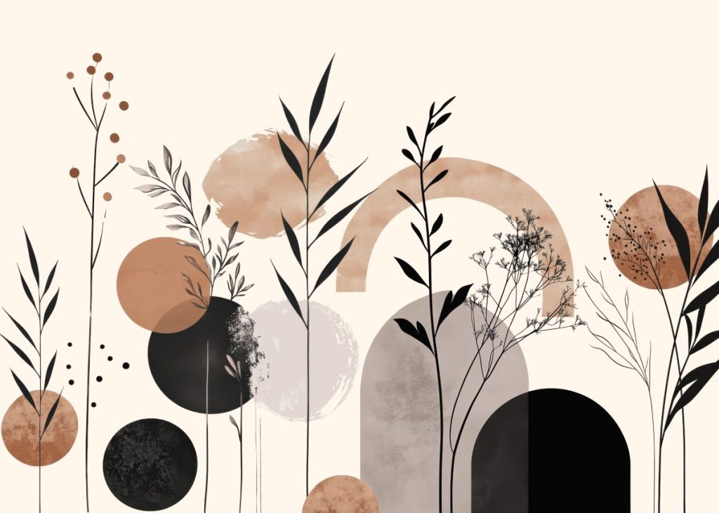 Soft Beige Botanic Aura Wallpaper Mural