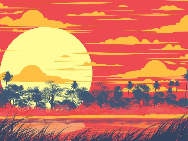 Solvanna, Crimson Dusk Mirage Wallpaper Mural