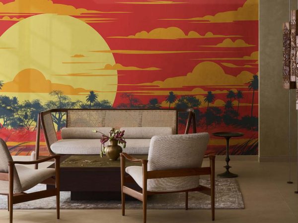 Solvanna, Crimson Dusk Mirage Wallpaper Mural