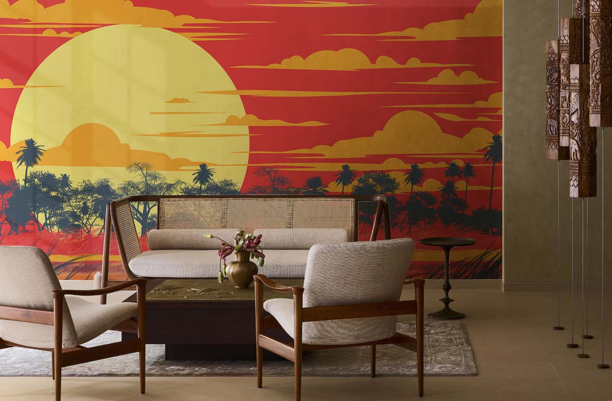 Solvanna, Crimson Dusk Mirage Wallpaper Mural