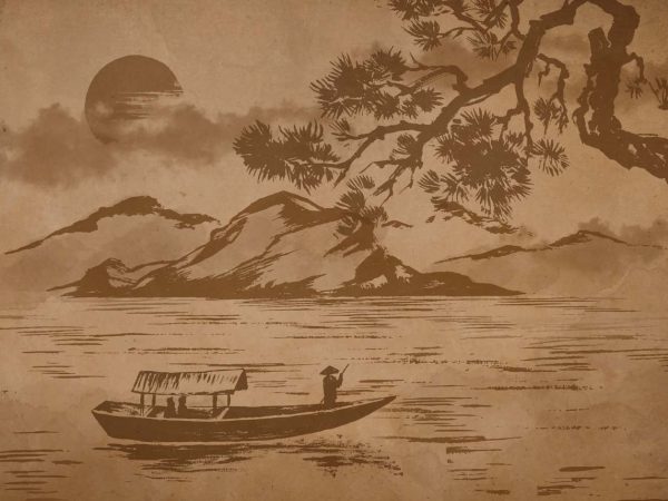 Sumi-e, East Asian Ink Wash Painting Wallpaper Mural