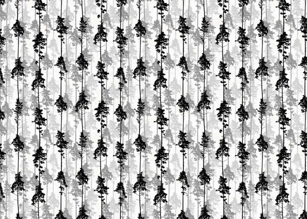 Timber, Monochrome Pine Silhouettes Wallpaper
