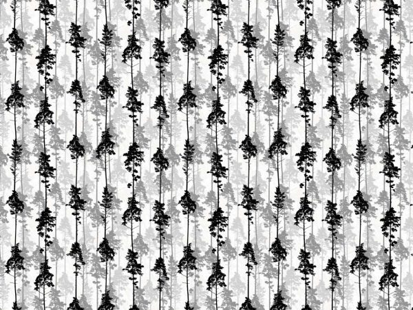 Timber, Monochrome Pine Silhouettes Wallpaper