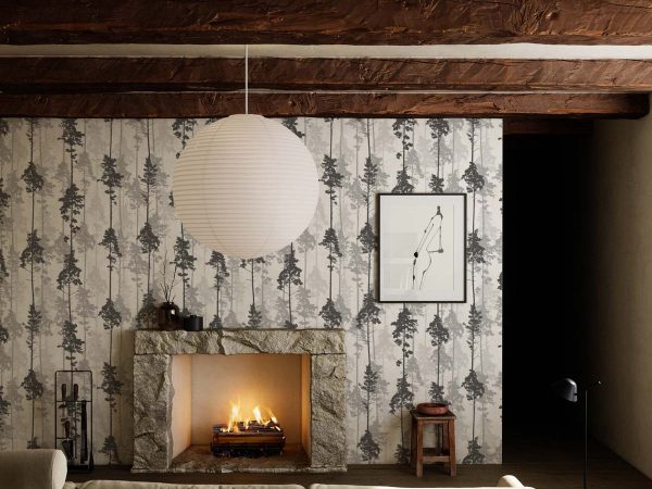 Timber, Monochrome Pine Silhouettes Wallpaper