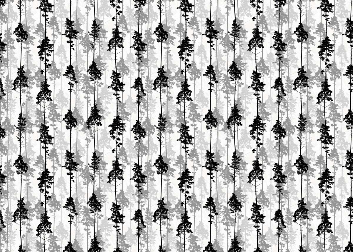 Timber, Monochrome Pine Silhouettes Wallpaper