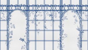Trellis Reverie, Delft Blue Arch Wallpaper Mural