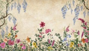 Tropicana, Dark Cream Floral Tropics Wallpaper Mural