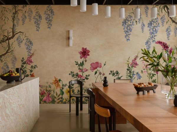 Tropicana, Dark Cream Floral Tropics Wallpaper Mural