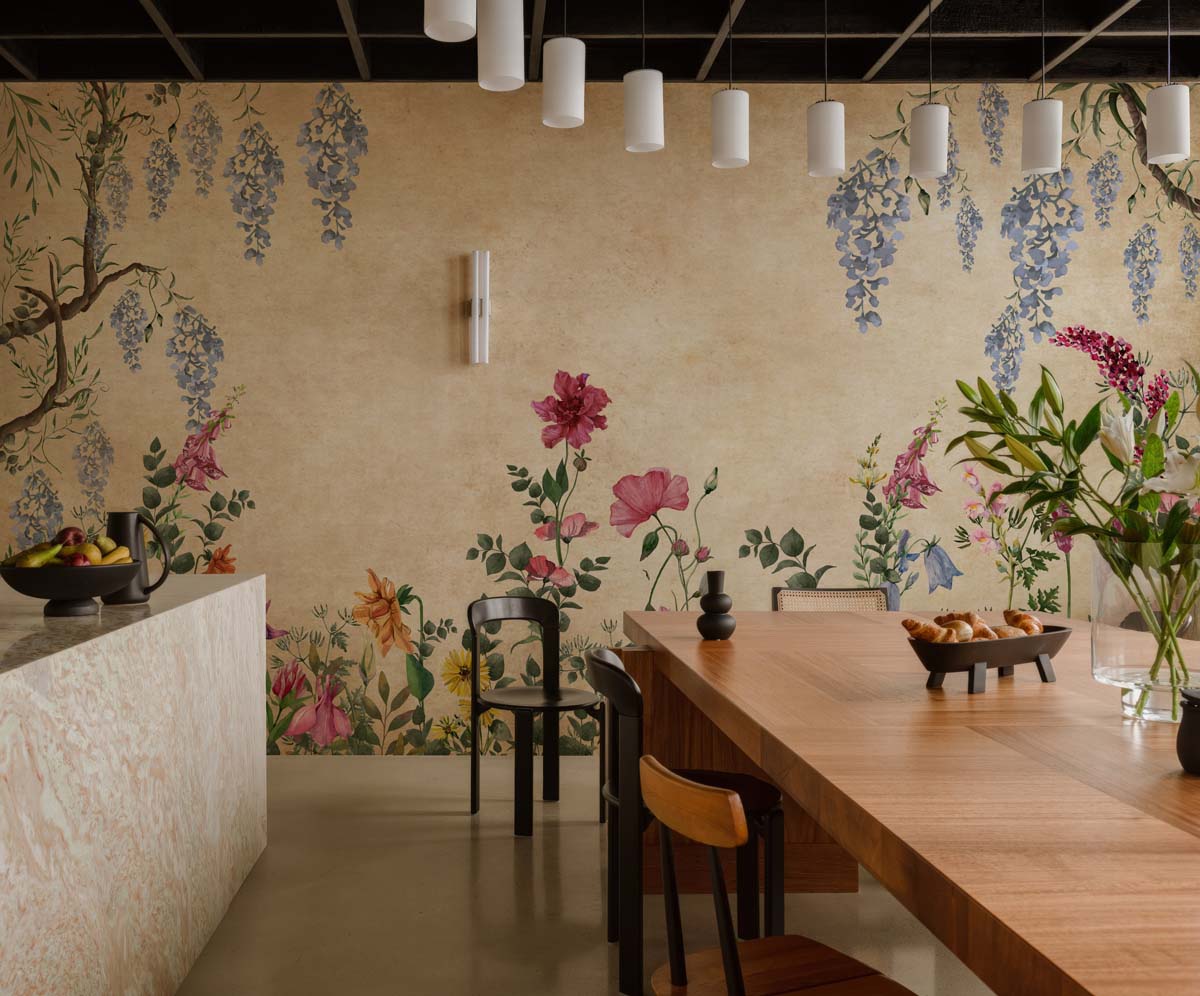Tropicana, Dark Cream Floral Tropics Wallpaper Mural