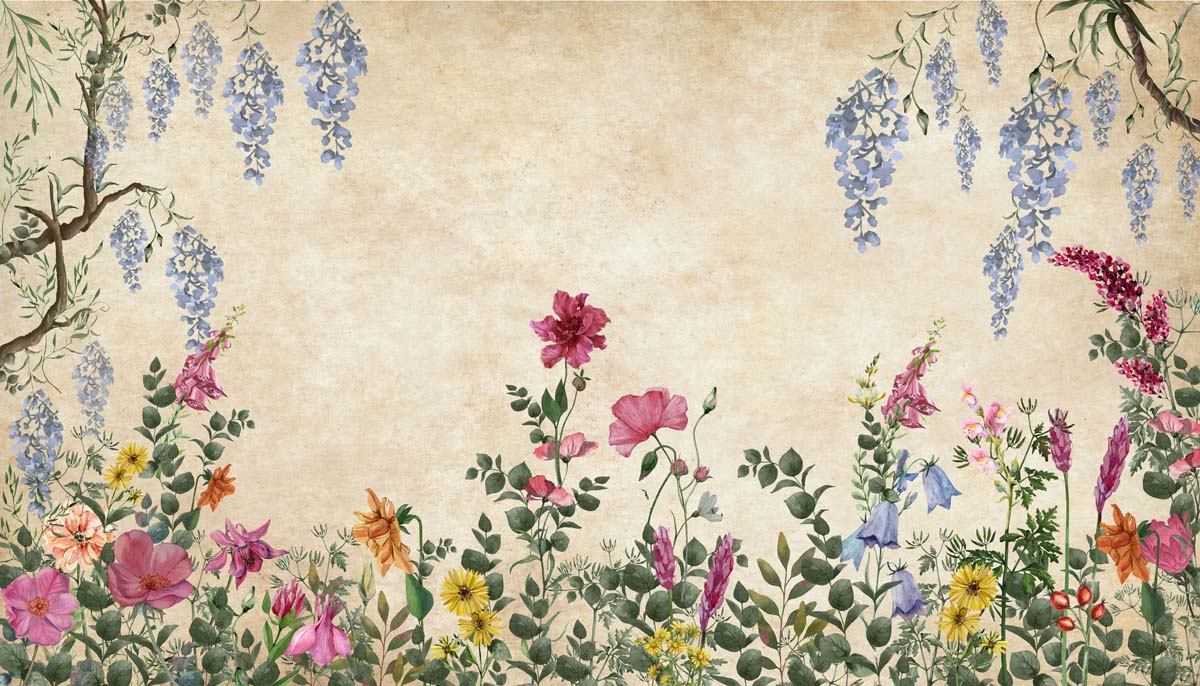 Tropicana, Dark Cream Floral Tropics Wallpaper Mural