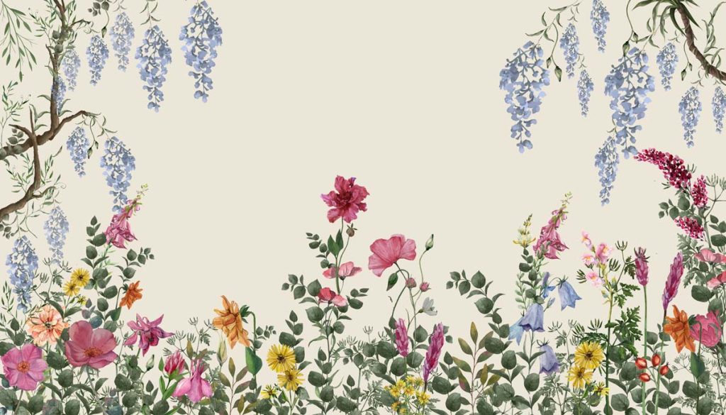 Tropicana, Light Cream Floral Tropics Wallpaper Mural
