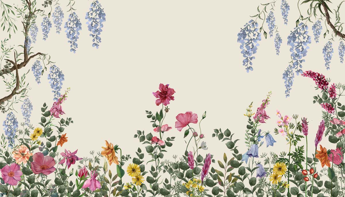 Tropicana, Light Cream Floral Tropics Wallpaper Mural