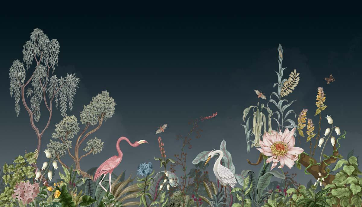 Tropique Muse, Midnight Blue Wallpaper Mural
