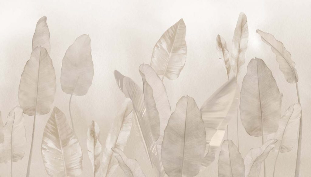Veilicious, Soft Sepia Banana Leaves Wallpaper Mural