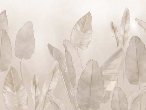 Veilicious, Soft Sepia Banana Leaves Wallpaper Mural