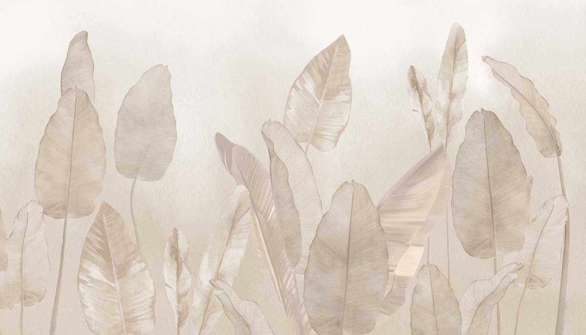 Veilicious, Soft Sepia Banana Leaves Wallpaper Mural