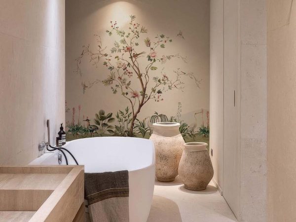 Verdant Murmurs, Birds in a Blooming Orchard Wallpaper Mural