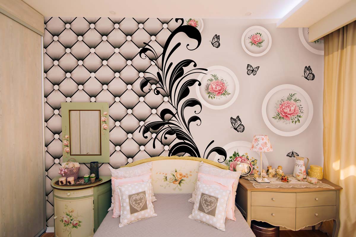 Vienna, Baroque Bloom Fusion with Monochrome Modernity Wallpaper Mural