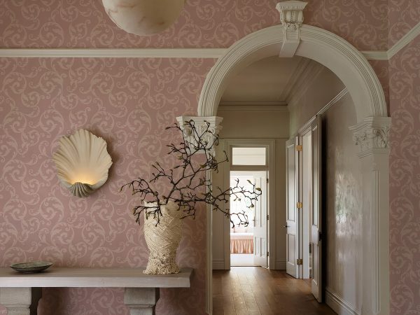Vintage Curl Pastel Pink Wallpaper