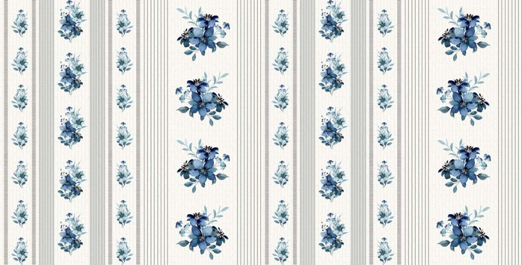 Vintage Floral Bouquet, Lined Pattern Wallpaper