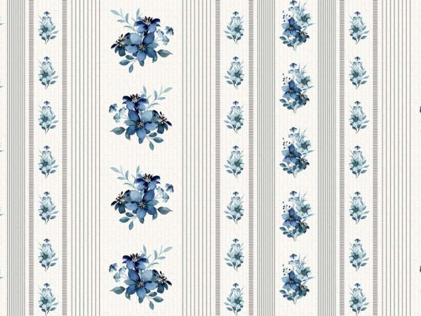 Vintage Floral Bouquet, Lined Pattern Wallpaper