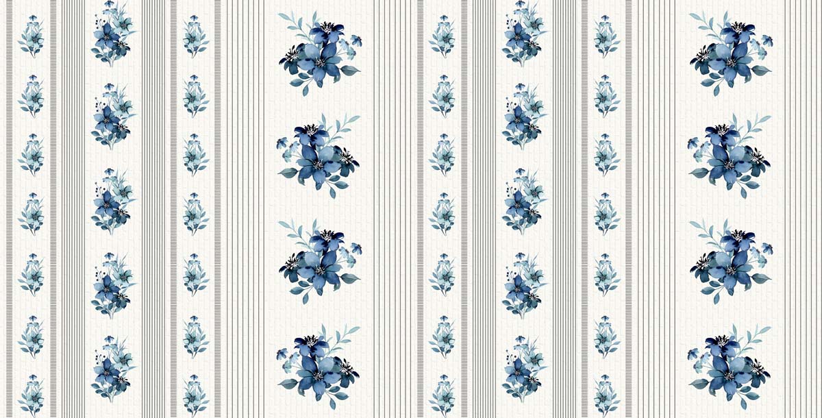 Vintage Floral Bouquet, Lined Pattern Wallpaper